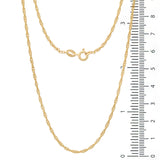 Sterling Silver Yellow Gold Plated French Rope Chain 2mm (16"-24")