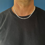 Sterling Silver Yellow Gold Plated Figaro Chain 5mm (16"-30")