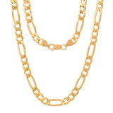Sterling Silver Yellow Gold Plated Figaro Chain 7mm (18"-30")