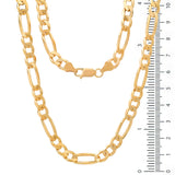 Sterling Silver Yellow Gold Plated Figaro Chain 7mm (18"-30")