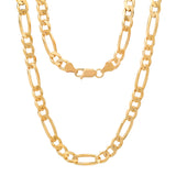 Sterling Silver Yellow Gold Plated Figaro Chain 7mm (18"-30")