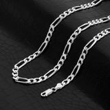 Sterling Silver Yellow Gold Plated Figaro Chain 7mm (18"-30")