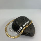 Sterling Silver Yellow Gold Plated Figaro Chain 8mm (18"-30")