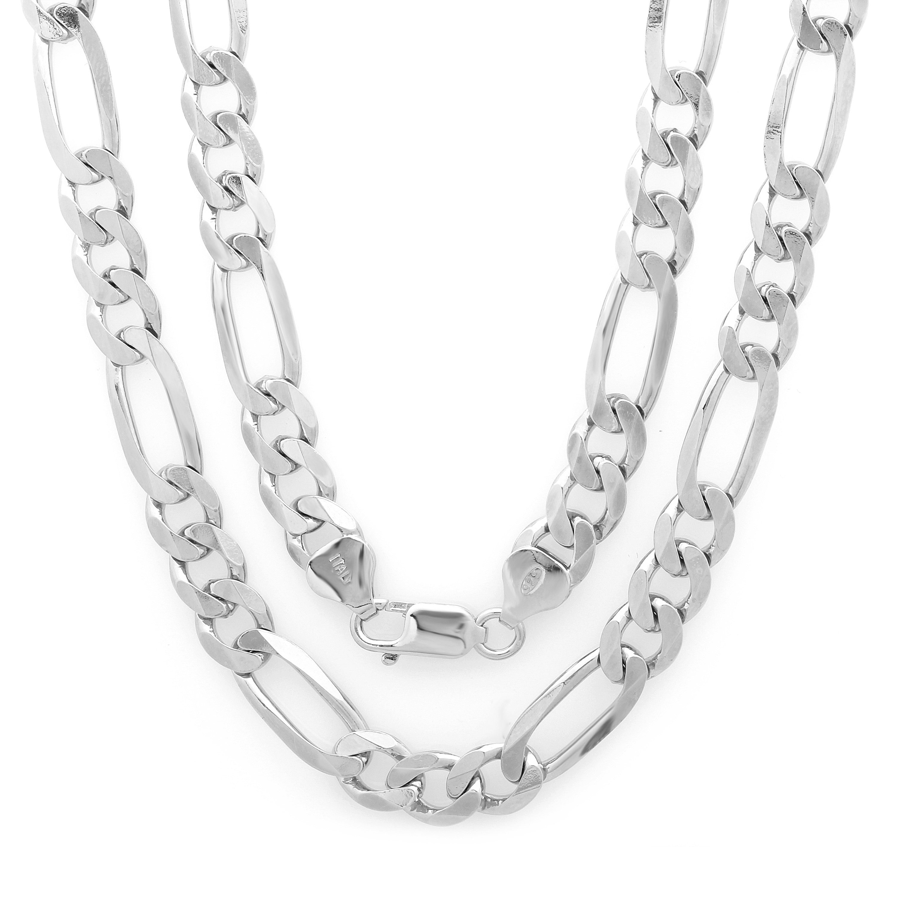 Sterling Silver Yellow Gold Plated Figaro Chain 8mm (18"-30")