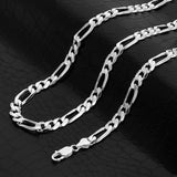 Sterling Silver Yellow Gold Plated Figaro Chain Necklace 8 mm (20"-30")