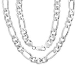 Sterling Silver Yellow Gold Plated Figaro Chain 10mm (20-30 Inch)