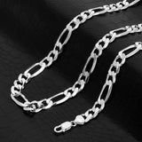 Sterling Silver Yellow Gold Plated Figaro Chain 10mm (20-30 Inch)