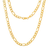 Sterling Silver Yellow Gold Plated Pave Figaro Chain 4.6mm (18"-30")