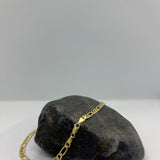Sterling Silver Yellow Gold Plated Pave Figaro Chain 4.6mm (18"-30")