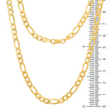 Sterling Silver Yellow Gold Plated Pave Figaro Chain 4.6mm (18"-30")