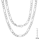 Sterling Silver Yellow Gold Plated Pave Figaro Chain 5mm (18"-30")