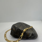 Sterling Silver Yellow Gold Plated Pave Figaro Chain 6mm (18"-30")