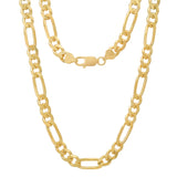 Sterling Silver Yellow Gold Plated Pave Figaro Chain 7mm