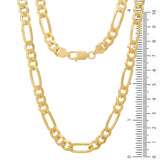Sterling Silver Yellow Gold Plated Pave Figaro Chain 7mm (18"-30")