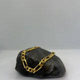 Sterling Silver Yellow Gold Plated Pave Figaro Chain 7mm (18"-30")