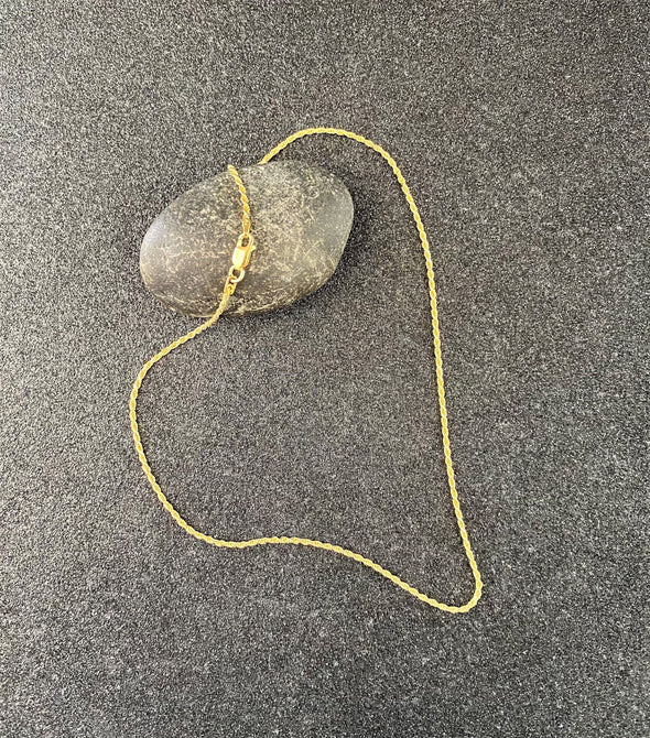Yellow Gold Plated Silver 1.5 mm Diamond-cut Rope Chain Necklace