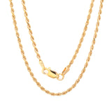 Sterling Silver Yellow Gold Plated Rope Chain 2mm (16"-30")