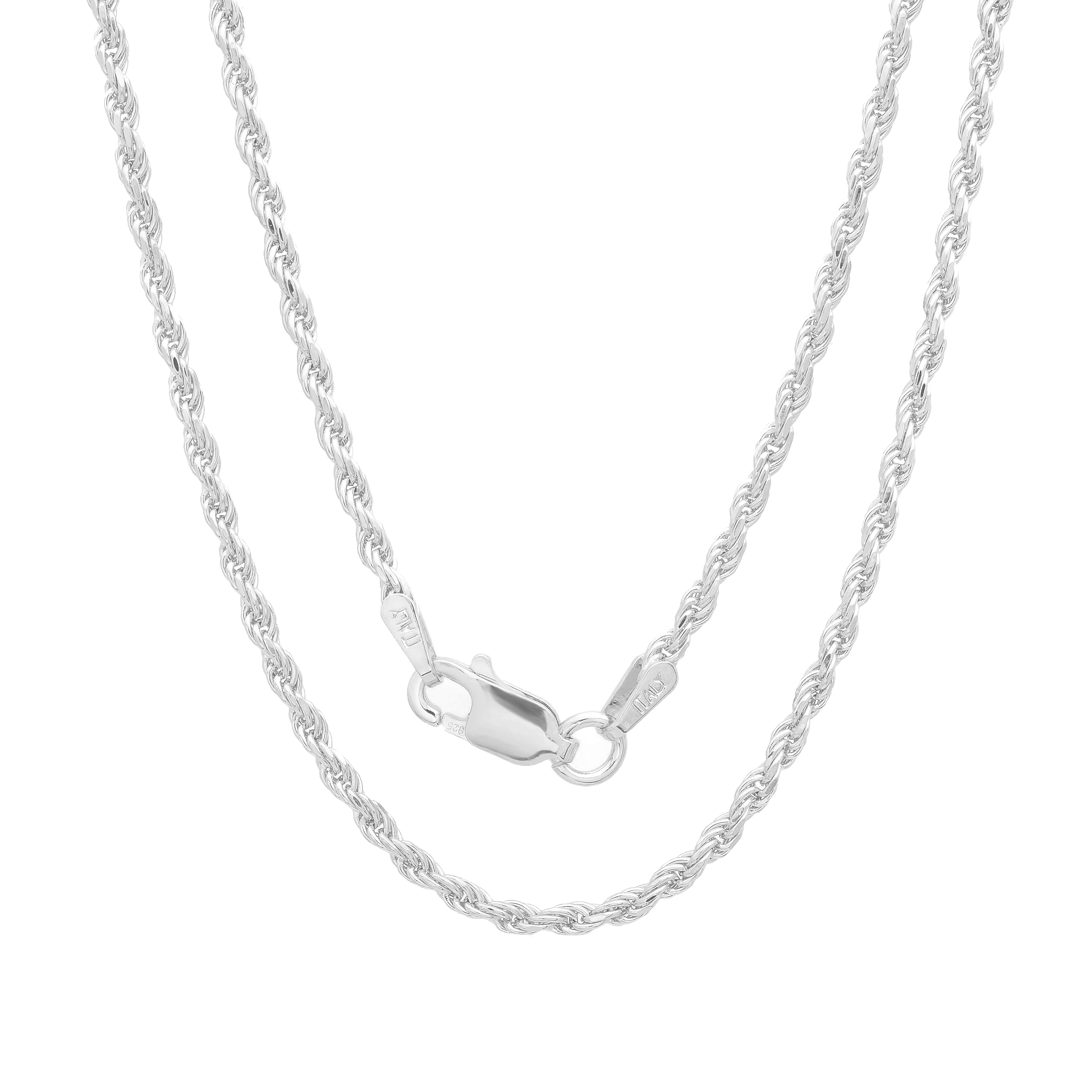 Sterling Silver Yellow Gold Plated Rope Chain 2mm (16"-30")
