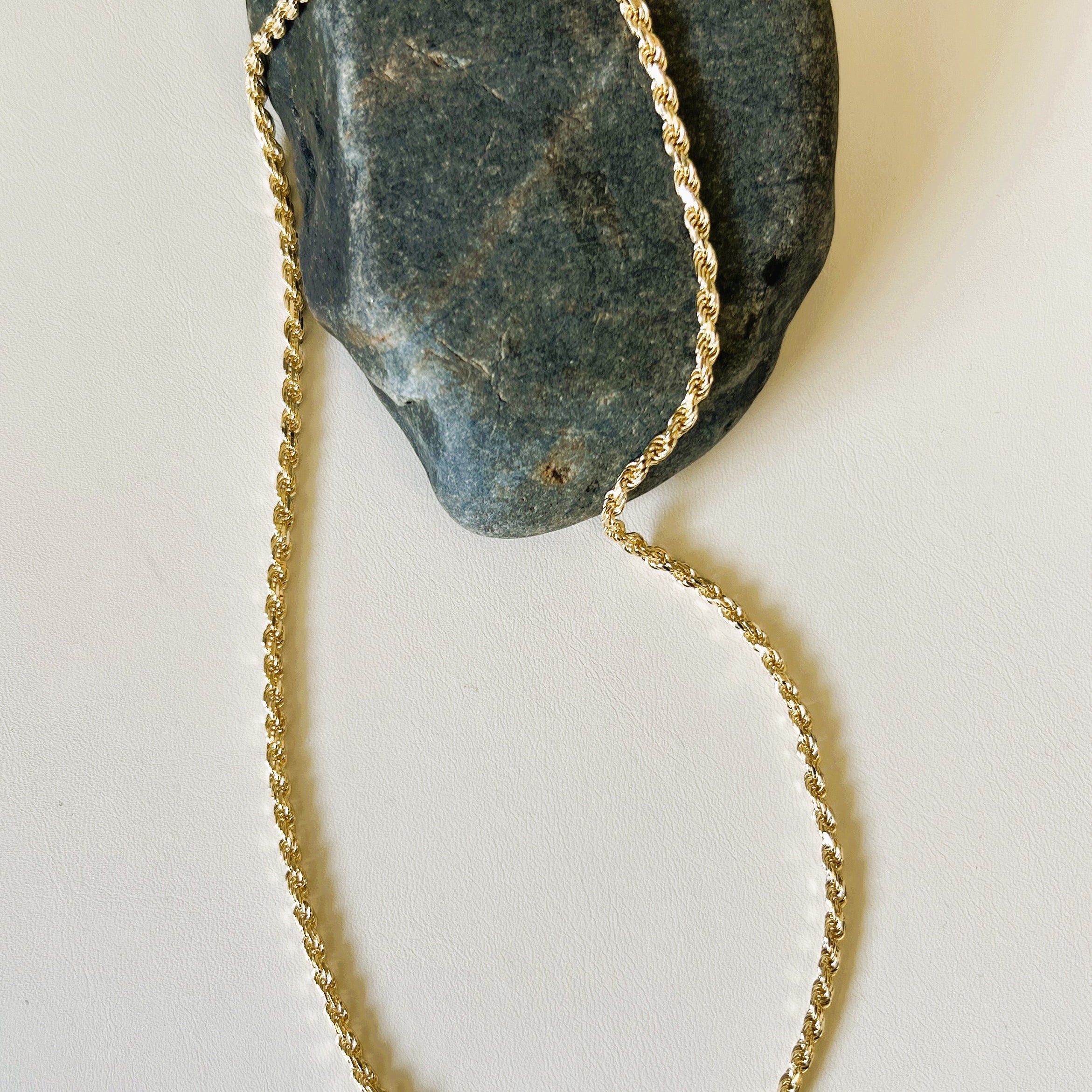Sterling Silver Yellow Gold Plated Rope Chain 3mm (16"-30")