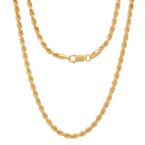 Sterling Silver Yellow Gold Plated Rope Chain 3mm (16"-30")