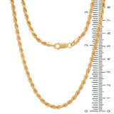 Sterling Silver Yellow Gold Plated Rope Chain 3mm (16"-30")