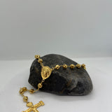 Sterling Silver Gold Plated Cut-out Bead Rosary 6mm (28")