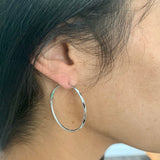Sterling Silver Yellow Gold Plated Hoop Facetada Earring 2"