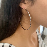Sterling Silver Yellow Gold Plated Hoop Facetada Earring 2.5"
