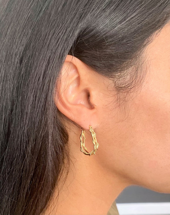 Yellow Gold Plated Silver Fashion Hoop Earrings