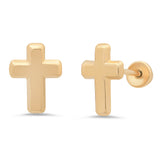 Gold Plated  Silver Baby Cross Stud Earring