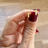 Gold Plated Silver Vintage Cross Stud Earring