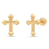 Gold Plated Silver Vintage Cross Stud Earring