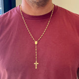 Gold or Platinum Plated Silver 4 mm Filigree Bead Rosary Necklace