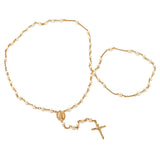 Sterling Silver Yellow Gold Plated Rosary 4mm Crystal Pearl (24")