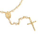 Sterling Silver Yellow Gold Plated Rosary 4mm Crystal Pearl (24")