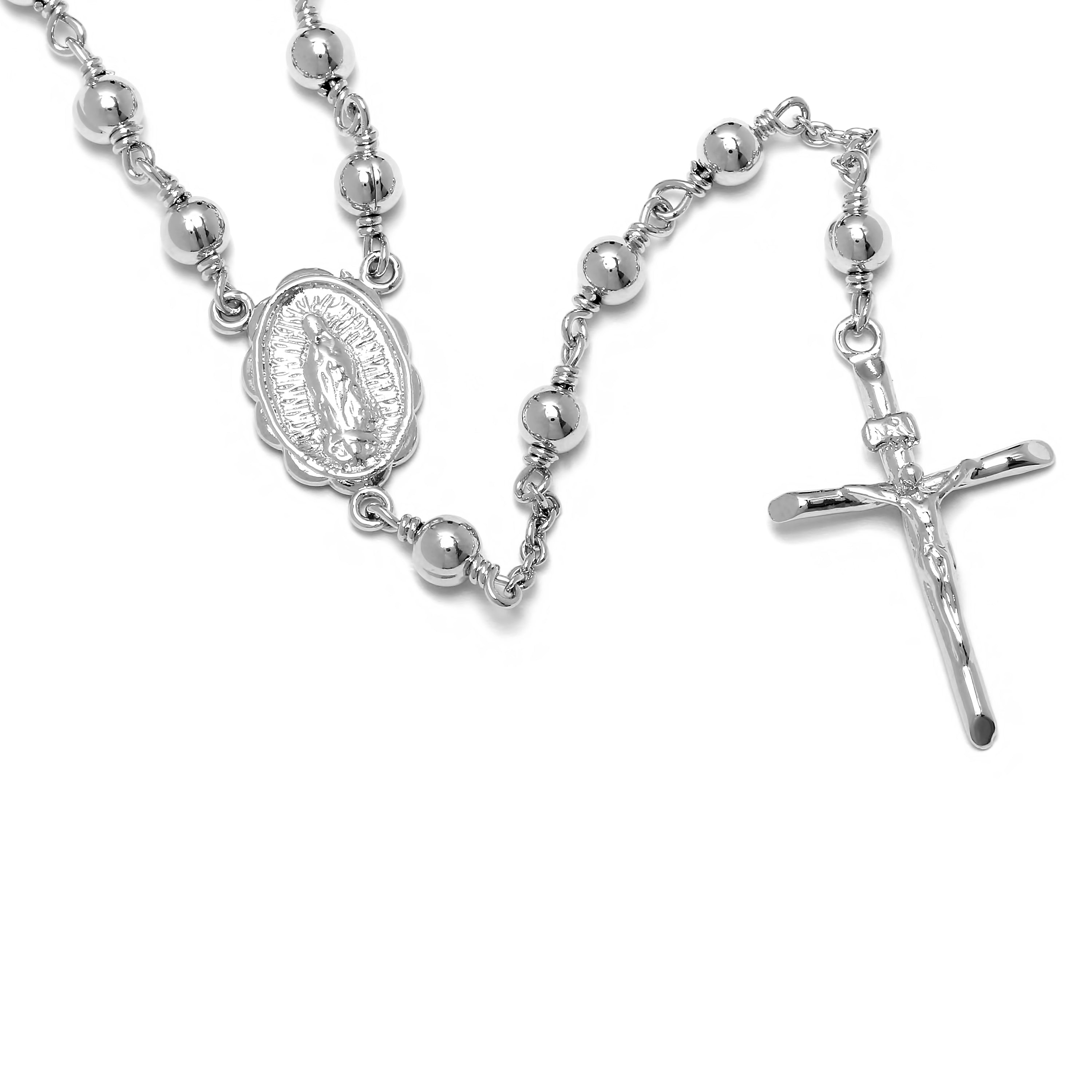 Sterling Silver Yellow Gold Plated Rosary 4mm (24")