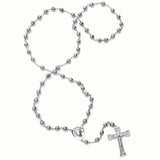 Sterling Silver Gold Plated Cut-out Bead Rosary 6mm (28")