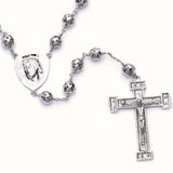 Sterling Silver Gold Plated Cut-out Bead Rosary 6mm (28")