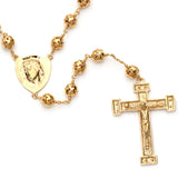 Sterling Silver Gold Plated Cut-out Bead Rosary 6mm (28")