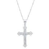 Sterling Silver White Topaz Crucifix Necklace (18")