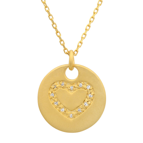 Gold Plated Silver  CZ Heart Necklace