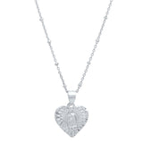 Platinum Plated Silver Guadalupe Heart Necklace (18")