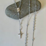 Platinum Plated Silver Rosary Made with Austrian Crystals