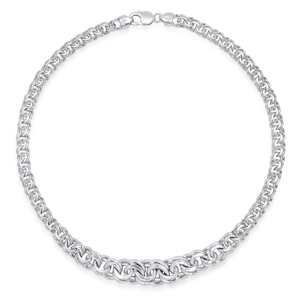 Sterling Silver Graduated Chino Link Necklace (17")