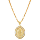 Sterling Silver Yellow Gold Plated CZ Medal Necklace