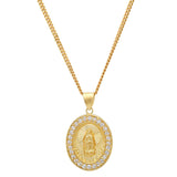 Sterling Silver Yellow Gold Plated CZ Medal Necklace