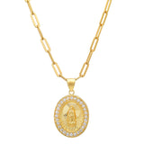 Sterling Silver Yellow Gold Plated CZ Medal Necklace