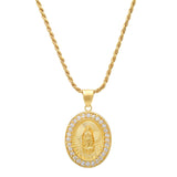 Sterling Silver Yellow Gold Plated CZ Medal Necklace