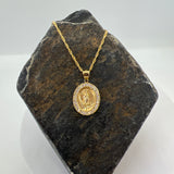 Sterling Silver Yellow Gold Plated CZ Medal Necklace