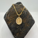 Sterling Silver Yellow Gold Plated CZ Medal Necklace